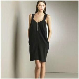 See By Chloe Black Sleeveless Zip Front Tie Back Dress Sz 6